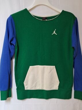 Jordan Jumpman Kids Colorblock Fleece Sweatshirt Green Blue White Pullover